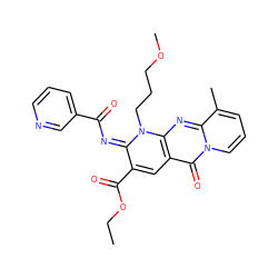 CCOC(=O)c1cc2c(=O)n3cccc(C)c3nc2n(CCCOC)/c1=N\C(=O)c1cccnc1 ZINC000101034123