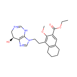 CCOC(=O)c1cc2c(c(CCn3cnc4c3NC=NC[C@@H]4O)c1OC)CCCC2 ZINC000013861958