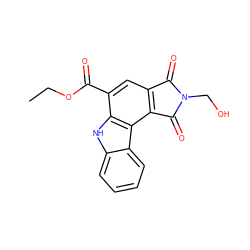 CCOC(=O)c1cc2c(c3c1[nH]c1ccccc13)C(=O)N(CO)C2=O ZINC000040395603