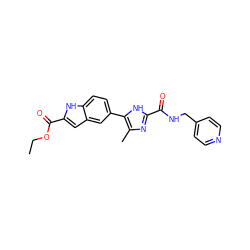 CCOC(=O)c1cc2cc(-c3[nH]c(C(=O)NCc4ccncc4)nc3C)ccc2[nH]1 ZINC000115830995