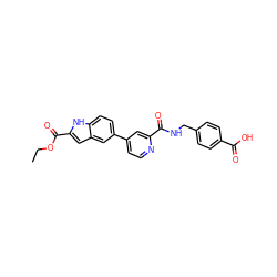 CCOC(=O)c1cc2cc(-c3ccnc(C(=O)NCc4ccc(C(=O)O)cc4)c3)ccc2[nH]1 ZINC000115837213