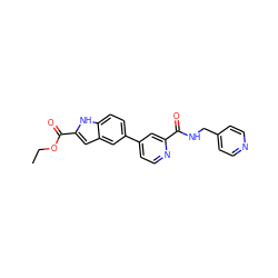 CCOC(=O)c1cc2cc(-c3ccnc(C(=O)NCc4ccncc4)c3)ccc2[nH]1 ZINC000115834658