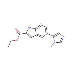 CCOC(=O)c1cc2cc(-c3cncn3C)ccc2[nH]1 ZINC000082158424