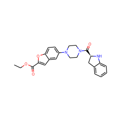 CCOC(=O)c1cc2cc(N3CCN(C(=O)[C@@H]4Cc5ccccc5N4)CC3)ccc2o1 ZINC000299830704