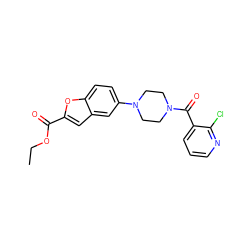 CCOC(=O)c1cc2cc(N3CCN(C(=O)c4cccnc4Cl)CC3)ccc2o1 ZINC000299834414