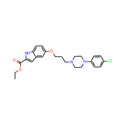 CCOC(=O)c1cc2cc(OCCCN3CCN(c4ccc(Cl)cc4)CC3)ccc2[nH]1 ZINC000045256484