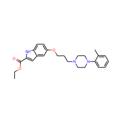 CCOC(=O)c1cc2cc(OCCCN3CCN(c4ccccc4C)CC3)ccc2[nH]1 ZINC000045245992