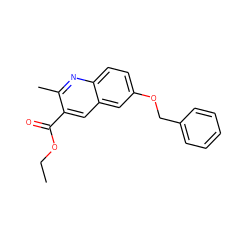 CCOC(=O)c1cc2cc(OCc3ccccc3)ccc2nc1C ZINC000000074256