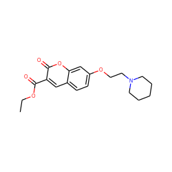 CCOC(=O)c1cc2ccc(OCCN3CCCCC3)cc2oc1=O ZINC000095581597