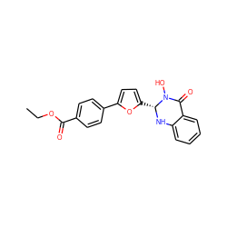 CCOC(=O)c1ccc(-c2ccc([C@H]3Nc4ccccc4C(=O)N3O)o2)cc1 ZINC000001012035