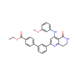 CCOC(=O)c1ccc(-c2cccc(-c3cc(Nc4cccc(OC)c4)c4c(n3)CCNC4=O)c2)cc1 ZINC000116991138