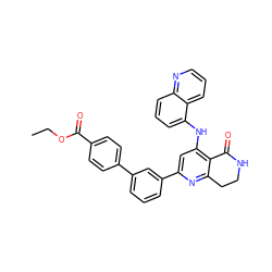 CCOC(=O)c1ccc(-c2cccc(-c3cc(Nc4cccc5ncccc45)c4c(n3)CCNC4=O)c2)cc1 ZINC000116989971