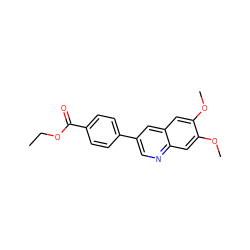 CCOC(=O)c1ccc(-c2cnc3cc(OC)c(OC)cc3c2)cc1 ZINC000003832234