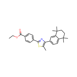 CCOC(=O)c1ccc(-c2nc(-c3ccc4c(c3)C(C)(C)CCC4(C)C)c(C)s2)cc1 ZINC000205720428