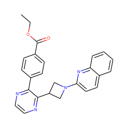 CCOC(=O)c1ccc(-c2nccnc2C2CN(c3ccc4ccccc4n3)C2)cc1 ZINC000140115765