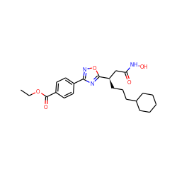 CCOC(=O)c1ccc(-c2noc([C@H](CCCC3CCCCC3)CC(=O)NO)n2)cc1 ZINC000028701780