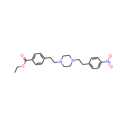 CCOC(=O)c1ccc(CCN2CCN(CCc3ccc([N+](=O)[O-])cc3)CC2)cc1 ZINC000095560019