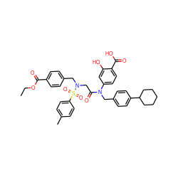 CCOC(=O)c1ccc(CN(CC(=O)N(Cc2ccc(C3CCCCC3)cc2)c2ccc(C(=O)O)c(O)c2)S(=O)(=O)c2ccc(C)cc2)cc1 ZINC000096284652