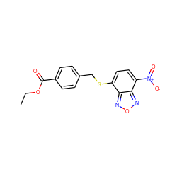 CCOC(=O)c1ccc(CSc2ccc([N+](=O)[O-])c3nonc23)cc1 ZINC000299819782