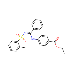 CCOC(=O)c1ccc(N/C(=N\S(=O)(=O)c2ccccc2C)c2ccccc2)cc1 ZINC000006165752