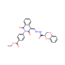 CCOC(=O)c1ccc(N2C(=O)/C(=C\NNC(=O)[C@H]3COc4ccccc4O3)c3ccccc3C2=O)cc1 ZINC000003278702