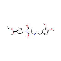 CCOC(=O)c1ccc(N2C(=O)C[C@@H](N(C)CCc3ccc(OC)c(OC)c3)C2=O)cc1 ZINC000006553090