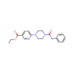 CCOC(=O)c1ccc(N2CCN(C(=O)Nc3ccccc3)CC2)nc1 ZINC000071294330