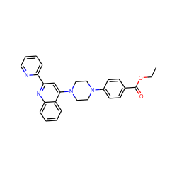 CCOC(=O)c1ccc(N2CCN(c3cc(-c4ccccn4)nc4ccccc34)CC2)cc1 ZINC000096269554