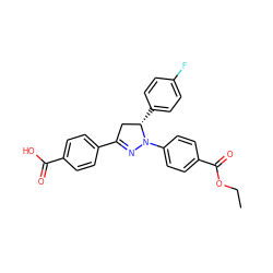 CCOC(=O)c1ccc(N2N=C(c3ccc(C(=O)O)cc3)C[C@@H]2c2ccc(F)cc2)cc1 ZINC000058540781