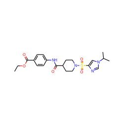 CCOC(=O)c1ccc(NC(=O)C2CCN(S(=O)(=O)c3cn(C(C)C)cn3)CC2)cc1 ZINC000064957660