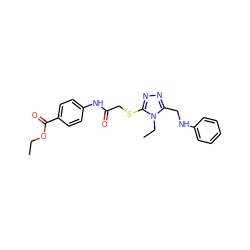 CCOC(=O)c1ccc(NC(=O)CSc2nnc(CNc3ccccc3)n2CC)cc1 ZINC000084687426