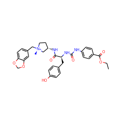 CCOC(=O)c1ccc(NC(=O)N[C@@H](Cc2ccc(O)cc2)C(=O)N[C@H]2CC[N@@+](C)(Cc3ccc4c(c3)OCO4)C2)cc1 ZINC000253868704