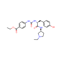 CCOC(=O)c1ccc(NC(=O)N[C@@H](Cc2ccc(O)cc2)C(=O)N[C@H]2CCN(CC)C2)cc1 ZINC000040892100