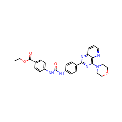 CCOC(=O)c1ccc(NC(=O)Nc2ccc(-c3nc(N4CCOCC4)c4ncccc4n3)cc2)cc1 ZINC001772594251