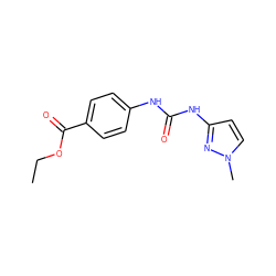 CCOC(=O)c1ccc(NC(=O)Nc2ccn(C)n2)cc1 ZINC000000611832