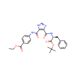 CCOC(=O)c1ccc(NC(=O)c2[nH]cnc2C(=O)N[C@@H](Cc2ccccc2)C(=O)OC(C)(C)C)cc1 ZINC000015952259