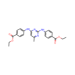 CCOC(=O)c1ccc(Nc2cc(C)nc(Nc3ccc(C(=O)OCC)cc3)n2)cc1 ZINC000002226435