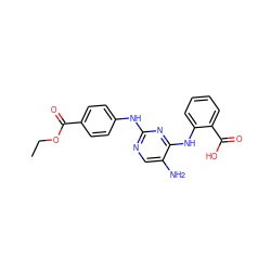 CCOC(=O)c1ccc(Nc2ncc(N)c(Nc3ccccc3C(=O)O)n2)cc1 ZINC000149024691