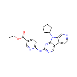 CCOC(=O)c1ccc(Nc2ncc3c4ccncc4n(C4CCCC4)c3n2)nc1 ZINC000117684621