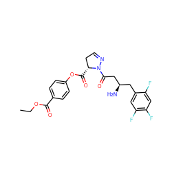 CCOC(=O)c1ccc(OC(=O)[C@@H]2CC=NN2C(=O)C[C@H](N)Cc2cc(F)c(F)cc2F)cc1 ZINC000040863516