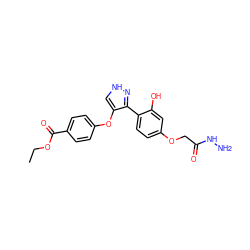 CCOC(=O)c1ccc(Oc2c[nH]nc2-c2ccc(OCC(=O)NN)cc2O)cc1 ZINC000018167964