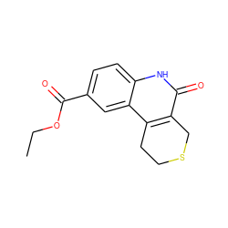 CCOC(=O)c1ccc2[nH]c(=O)c3c(c2c1)CCSC3 ZINC000103171589