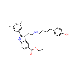 CCOC(=O)c1ccc2[nH]c(-c3cc(C)cc(C)c3)c(CCNCCCCc3ccc(O)cc3)c2c1 ZINC000001893939