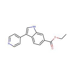 CCOC(=O)c1ccc2c(-c3ccncc3)c[nH]c2c1 ZINC000036338562