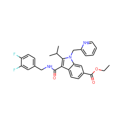 CCOC(=O)c1ccc2c(C(=O)NCc3ccc(F)c(F)c3)c(C(C)C)n(Cc3ccccn3)c2c1 ZINC000096172246