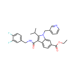 CCOC(=O)c1ccc2c(C(=O)NCc3ccc(F)c(F)c3)c(C(C)C)n(Cc3cccnc3)c2c1 ZINC000096172095