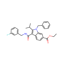 CCOC(=O)c1ccc2c(C(=O)NCc3cccc(F)c3)c(C(C)C)n(Cc3ccccc3)c2c1 ZINC000096172236