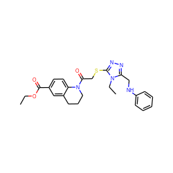 CCOC(=O)c1ccc2c(c1)CCCN2C(=O)CSc1nnc(CNc2ccccc2)n1CC ZINC000084729567