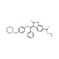 CCOC(=O)c1ccc2c(c1)NC(=O)/C2=C(\Nc1ccc(CN2CCCCC2)cc1)c1ccccc1 ZINC000100751875