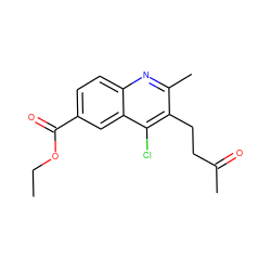 CCOC(=O)c1ccc2nc(C)c(CCC(C)=O)c(Cl)c2c1 ZINC000000290628